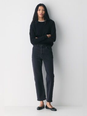Aritzia Denim Forum The Arlo Hi-Rise Straight Jeans in Black Eyeliner